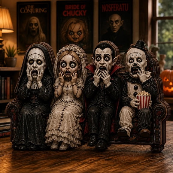 Classic Horror Villains Wooden Block Decor, Slasher Movie Halloween Desk Shelf Sitter
