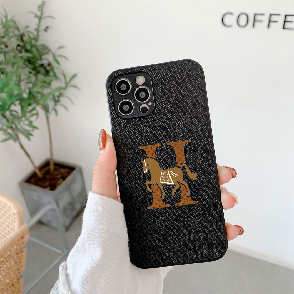 Classic Horse H Cross Leather Fashion Case For Iphone 15 14 13 12 11