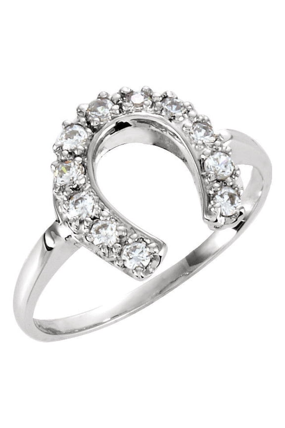 Classic Horseshoe Diamond Wedding Anniversary Ring 1.8 Ct Diamond 14K White Gold Over