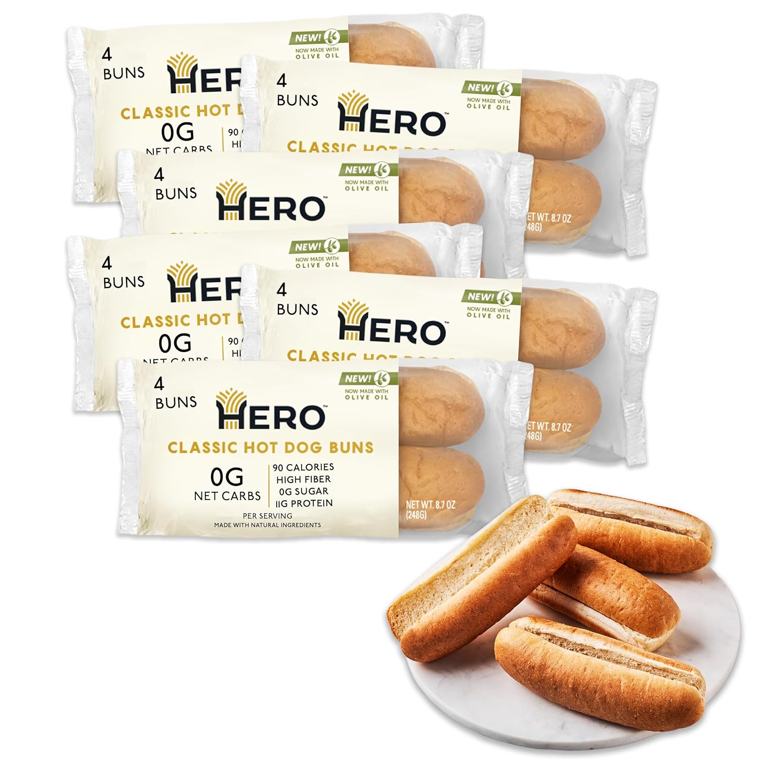 Classic Hot Dog Bun Delicious Rolls & Net Low Carb Hot Dog Buns