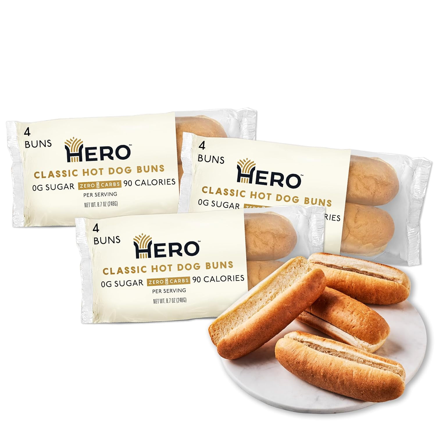 Classic Hot Dog Buns — 0G Net Carbs, 0G Sugar, 90 Calories Per Serving Low Carb & Keto