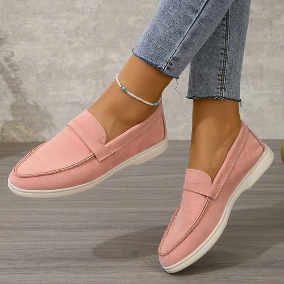 Classic Hot Sale Nude Luxury Flat Men Casual Shoes Comfortable Slip-on Loafers Shoes High Quality Kid Suede Walking Shoes Mujer (Pink,35)
