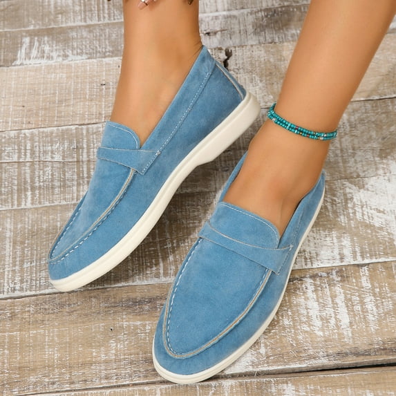 Classic Hot Sale Nude Luxury Flat Men Casual Shoes Comfortable Slip-on Loafers Shoes High Quality Kid Suede Walking Shoes Mujer (Sky Blue,36)