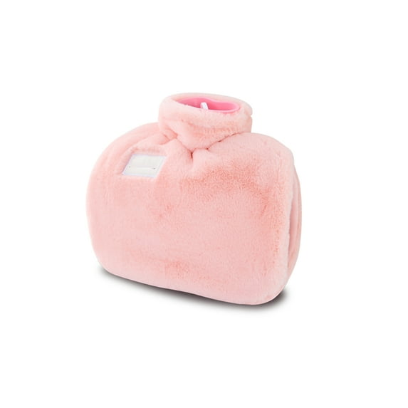 Classic Hot Water Bottle, Safe Hot Water Bag With Cute Fleece Cover For Warm Feet,Hand,Back,Neck Durable Hot Water Bag-Pink-1250 ML