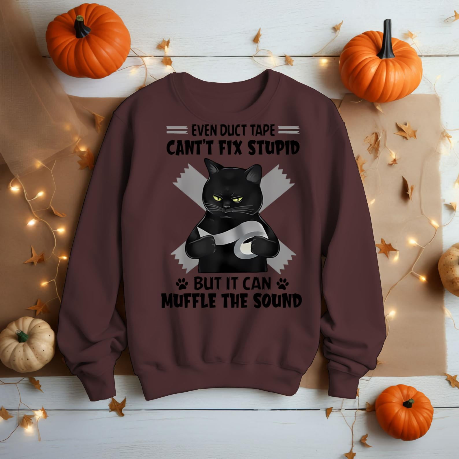 T-Shirt Manches Longues Humour "Duct Tape Can't Fix Stupid..." - Marque Three Penny Apparel - Coton, Coupe Regular - Neuf Sans étiquette