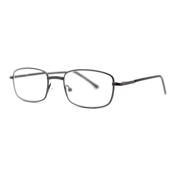 Classic Iconic Dad Fashion Narrow Rectangle Snug Reading Glasses Gunmetal +2.00