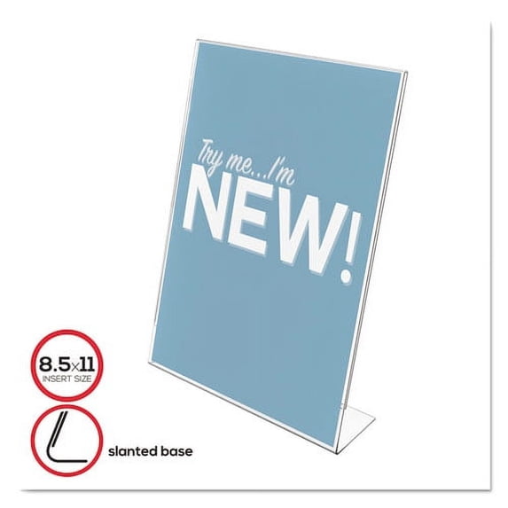 "Classic Image Slanted Sign Holder, Portrait, 8 1/2 X 11 Insert, Clear | Bundle of 2 Each"