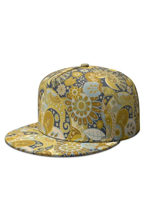 Classic Indian Snapback Cap, Adjustable Baseball Hat with Exotic Paisley Artwork, Vibrant Tribal Design