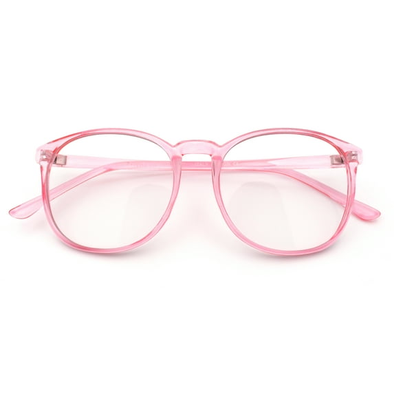 Classic Innocent Girly Geek Round Thin Plastic Fashion Eyeglasses Pink