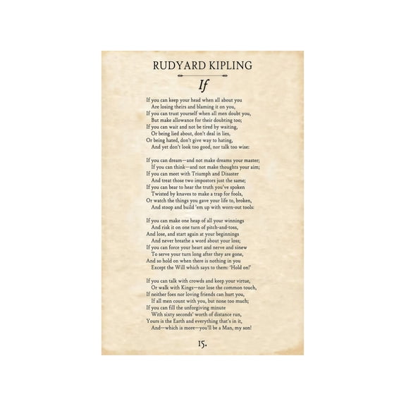 Classic Inspirational Poem Typography Wall Art Print Literary Quote Decor Motivational Verse Artwork for Home Office Study and Reading Room