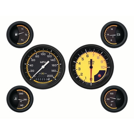 Classic Instruments AX01YBLF AutoCross Yellow 6 Gauge Set