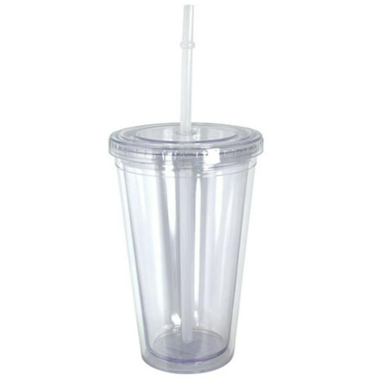 12 Pack Skinny Clear Tumblers with Lid and Straw Bulk - 16Oz Double Wall  White A