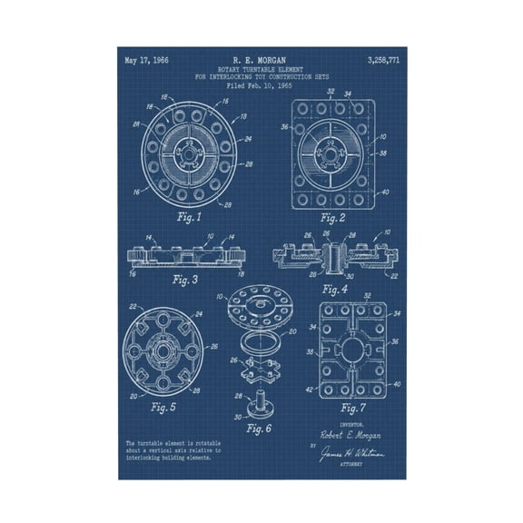 Classic Interlocking Figure Patent Canvas Wall Art Set of 6 For Home Office Studio 12*18in