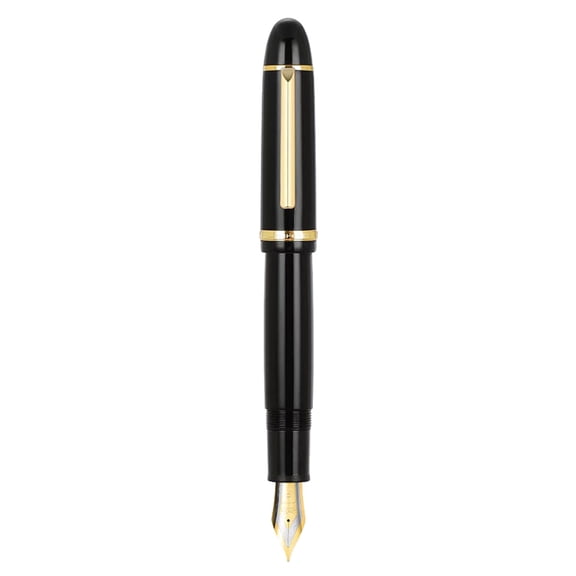 Classic Iridium Fountain Pen 40mm Large Nib Screw Cap Metal Writing Pen Smooth Ink Executive Business Pen for Calligraphy Journaling Gold 0.5mm