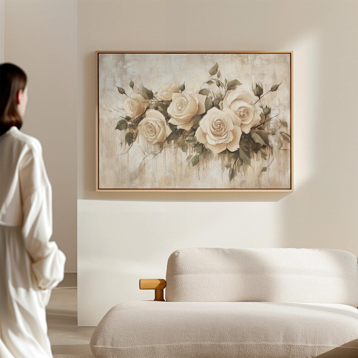 Classic Ivory Rose Wall Art - Elegant Floral Hangable Wall Decor For ...