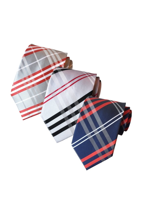 Classic Jacquard Striped & Checked Ties - Men‘s 3-Pack Neckties for Formal Business, Wedding Parties, and Professional Office Environments