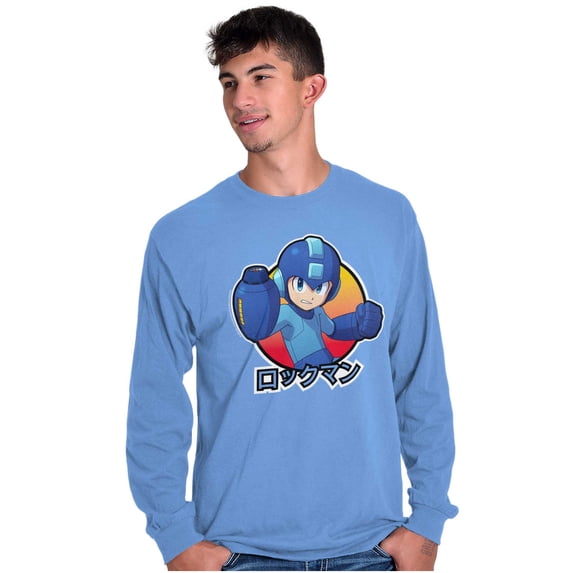 Classic Japanese Video Game Mega Man Long Sleeve TShirt Men Women Brisco Brands 2X