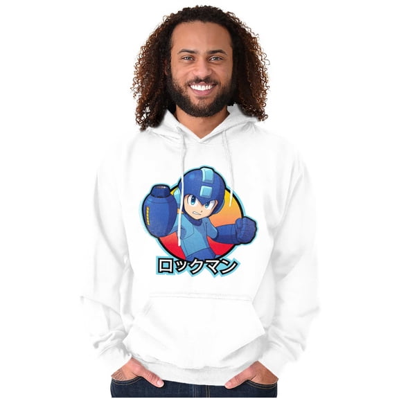 Classic Japanese Video Game Mega Man Unisex Plus Size Hoodie Brisco Brands 2X