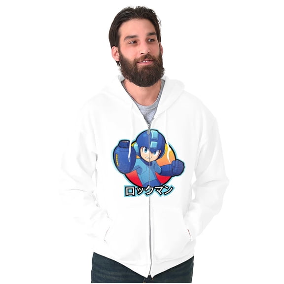 Classic Japanese Video Game Mega Man Zip Up Hoodie Men's Women's Brisco Brands M