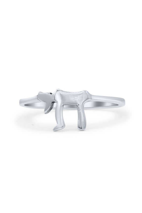 Classic Jewish Chai Modern Design Ring Band 925 Sterling Silver Size 6