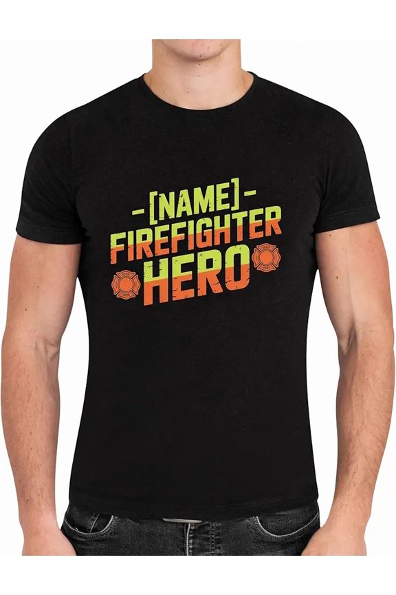 Classic Job Shirt with Name Work Aesthetic Occupation Holders - Firefighter Hero Black