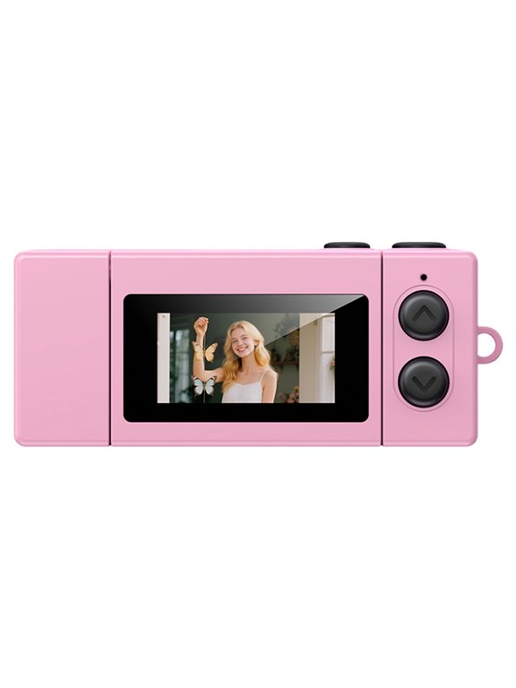 Classic Keychain Digital Camera, 1080P HD Video Recorder, 0.96" Screen with TF Card Slot (Pink)