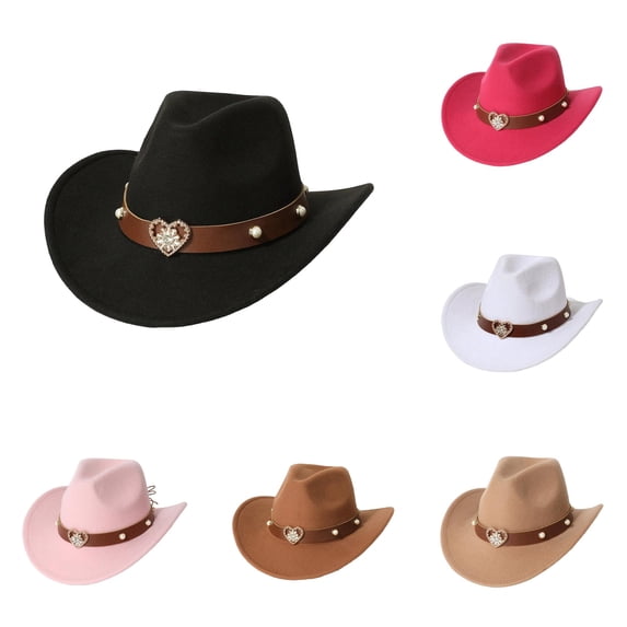 Classic Kids Cowboy Hat with Wide Brim and Heart Embellishment for Festivals and Jazz Events