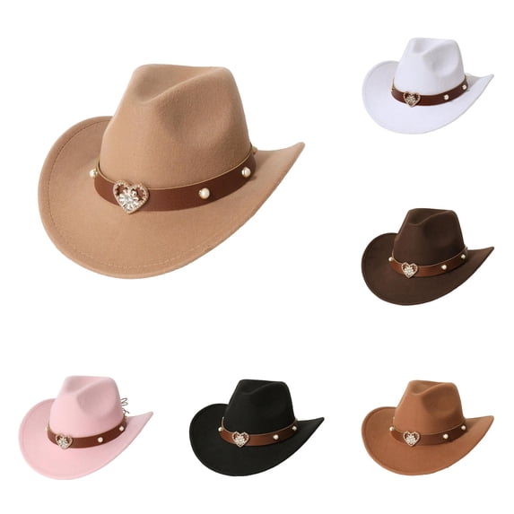 Classic Kids Cowboy Hat with Wide Brim and Heart Embellishment for Festivals and Jazz Events