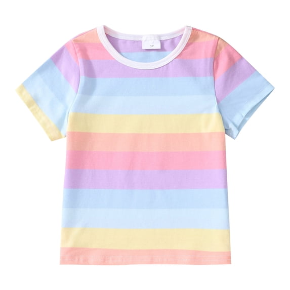 Classic Kids Striped T-Shirt,Short Sleeve,Crew Neck,Boys Girls Cute Summer Tees Casual School Uniform Active Tops Streetwear