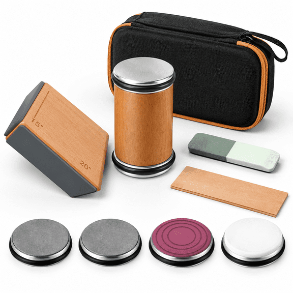Classic Kit 4-Angle Rolling Sharpener with Wooden Roller and Leather Strop