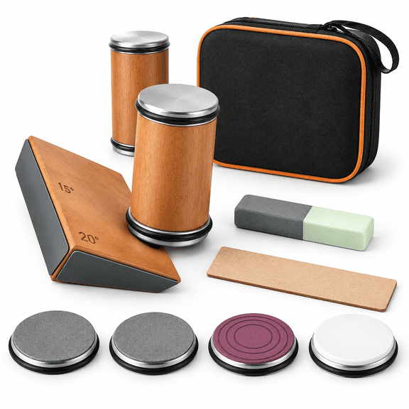 Classic Kit 4-Angle Sharpener with Wooden Roller and Leather Strop