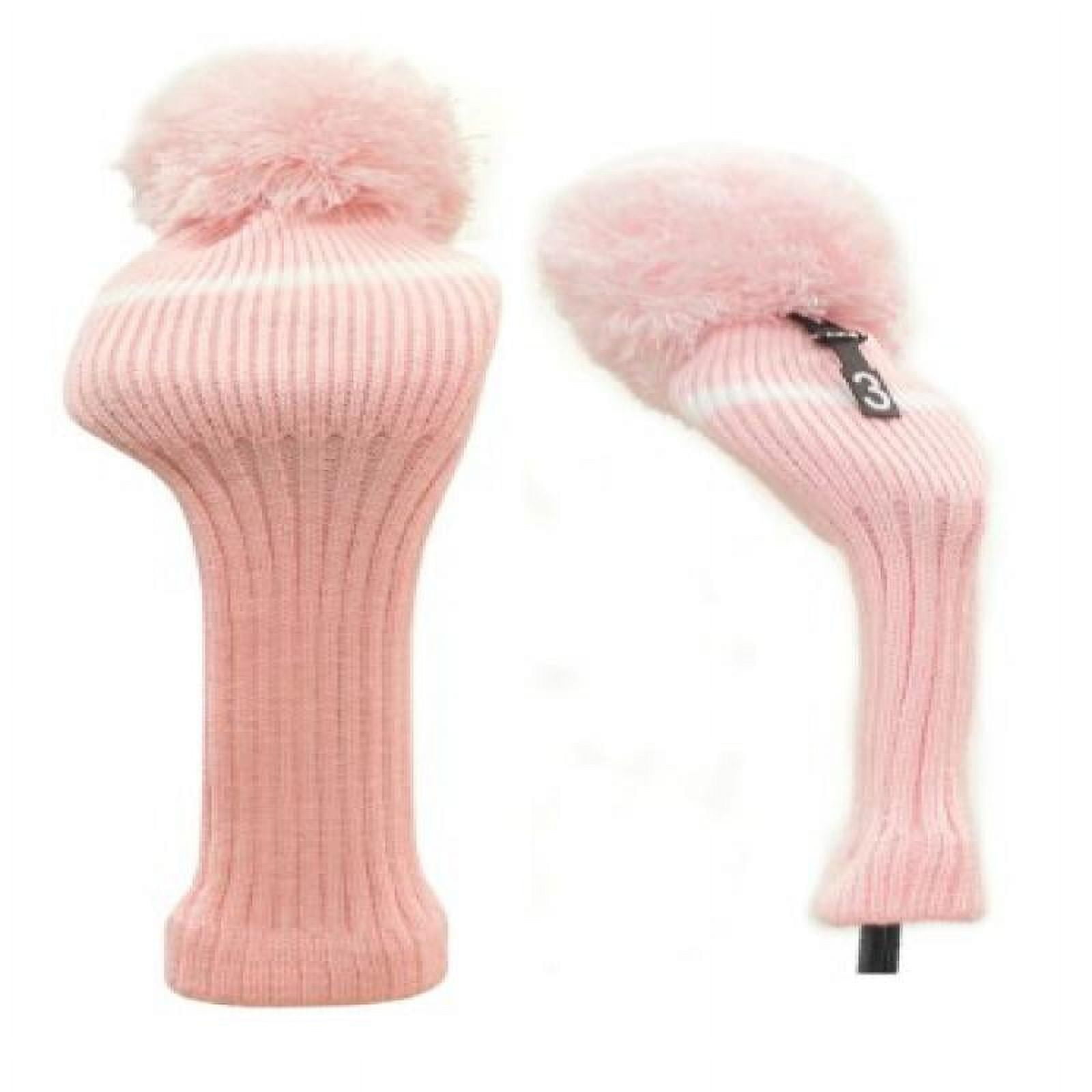 Classic Knit Spandex Pom Pom Golf Headcovers for Drivers, Fairway Woods