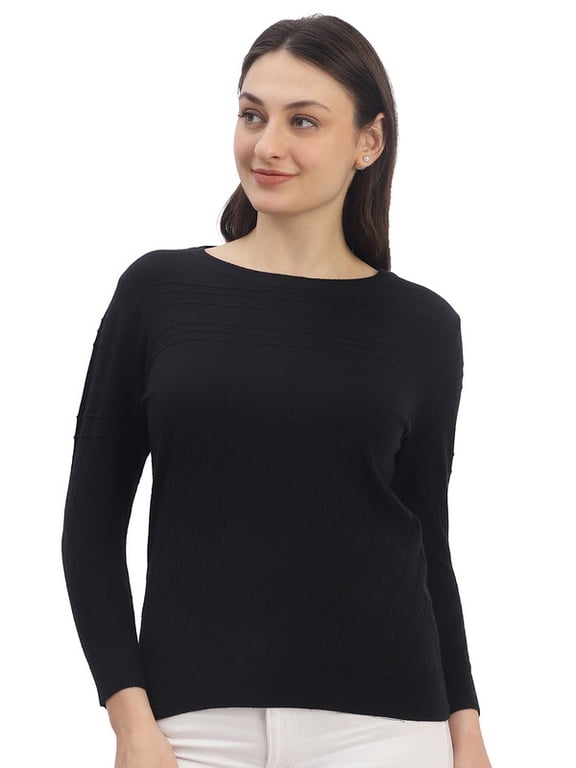 Casual Women's Classic Knit Top – Black | Free Size