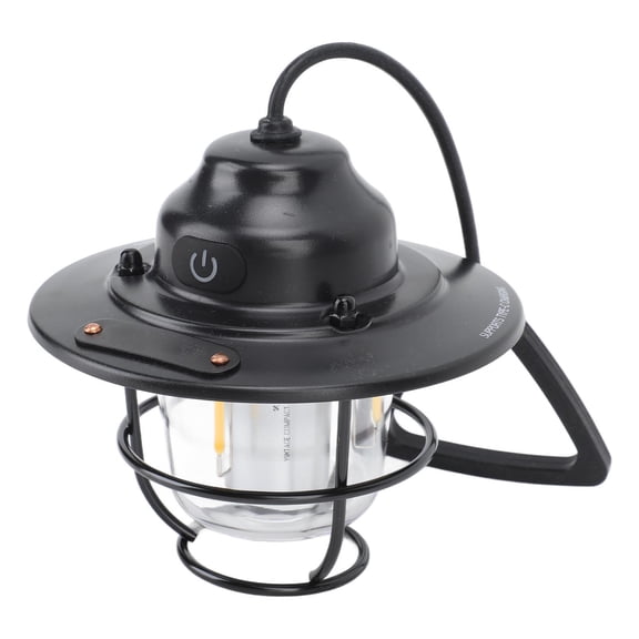 Classic LED Camping Lantern Waterproof Rechargeable Stepless Dimming Hanging Night Light, Black (4.3 x 4.3 x 4.3 in / 11.0 x 11.0 x 11.0 cm)