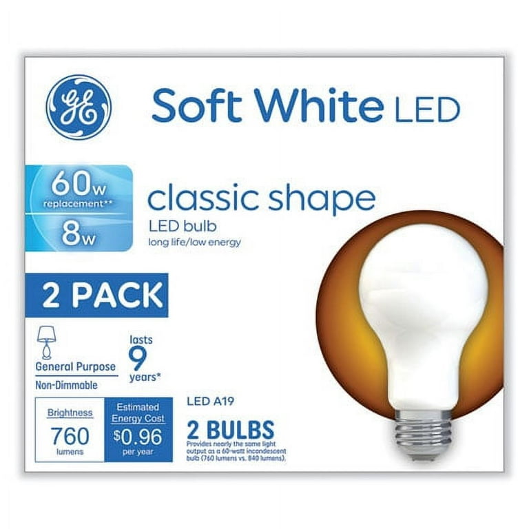 Classic LED Non-Dim A19 Light Bulb, 8 W, Soft White, 2/Pack Classic LED Non-Dim A19 Light Bulb, 8 W, Soft White, 2/Pack
