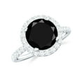 thumbnail image 1 of Classic Lab Grown Black Diamond Ring with Diamond Halo for Women (8 mm), 10K White Gold, US 7.00, 1 of 8