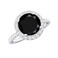 thumbnail image 1 of Rosec Jewels Classic Lab Grown Black Diamond Ring Engagement for Women (8 mm, AAAA Grade) - Black White Diamond Statement Ring, 14K White Gold, US 6.50, 1 of 8