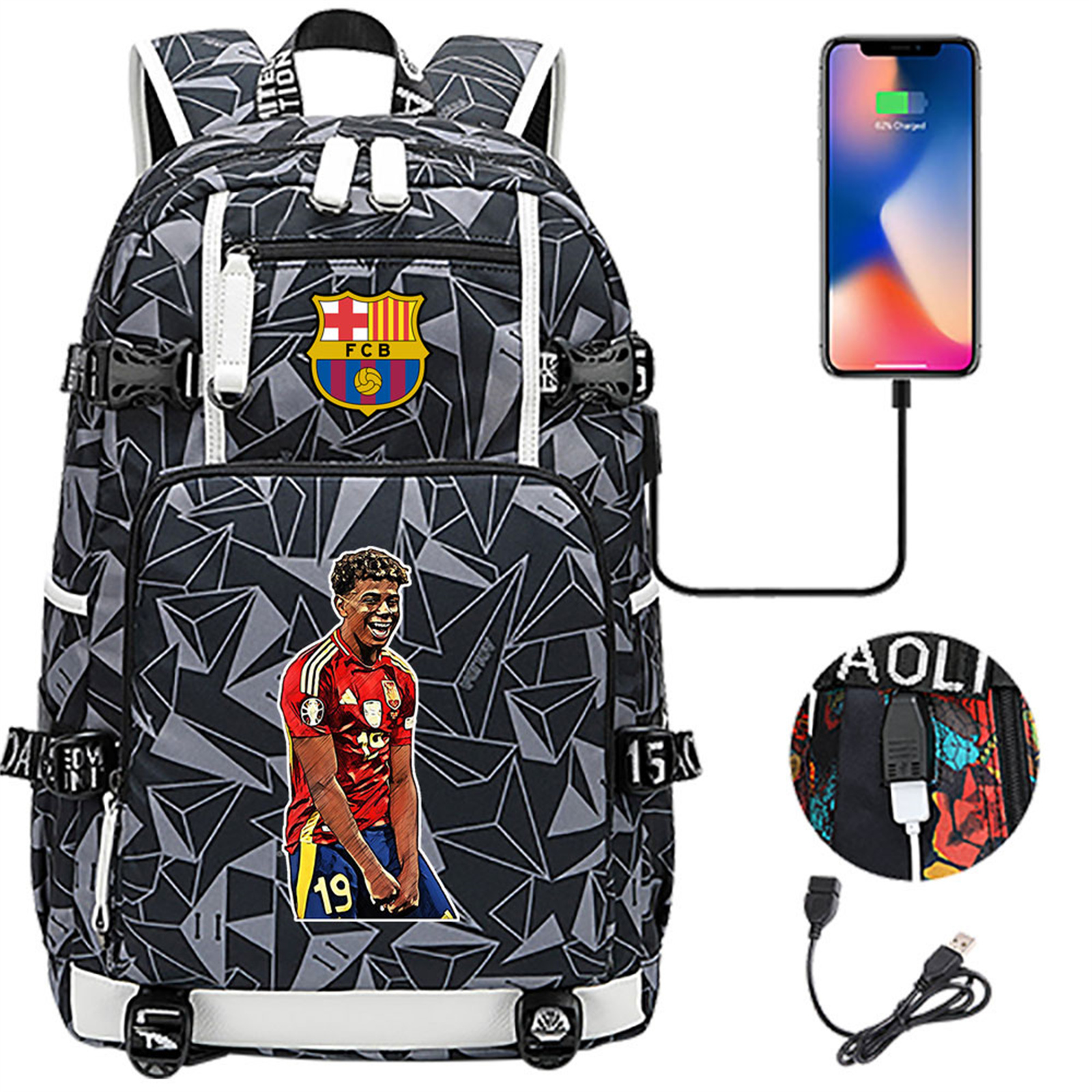 Classic Lamine Yamal Backpack Lightweight Student Book Bag Youth Teen ...