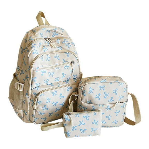 Classic Laptop Backpack - Computer Bag with Organizational Compartments,3 Pcs Set with 1 Pc Crossbody Bags and 1 Pcs Pen Purse,Shoulder Straps,11.81x16.93x6.3" Durable Backpack Bag,Biege