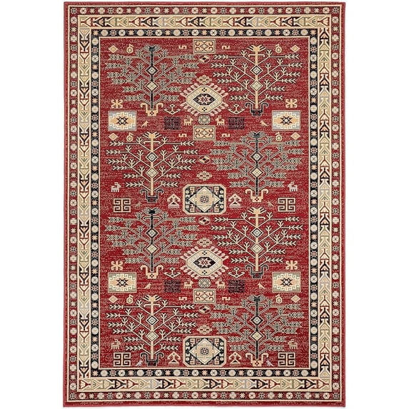 Classic Large Area Wool Rug – 100% Natural for Living Room & Bedroom, Traditional Floral, Soft & Durable Rug, Oriental, Red, 10.17x14.11 ft