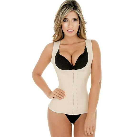 Classic Latex Vest Waist Cincher Trainer Corset Steel Boned Metal hooks Fajas Chaleco Reductoras Colombianas Nude 202N2 by Fiorella Shapewear
