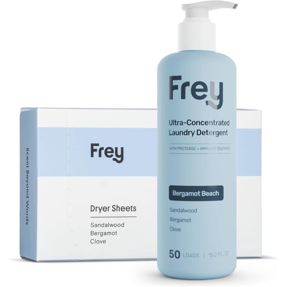 Classic Laundry Bundle Concentrated Liquid Detergent (Up to 50 Loads) + Dryer Sheets (30 Sheets) Plant-Derived Formulation, HE Compatible (Bergamot Beach)