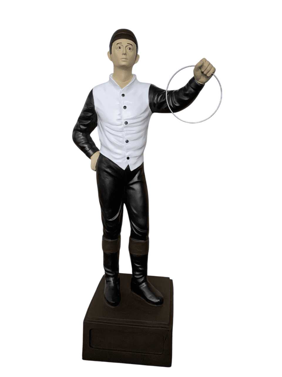 Classic Lawn Jockey Black-White Garden Statue, Matte, 36"
