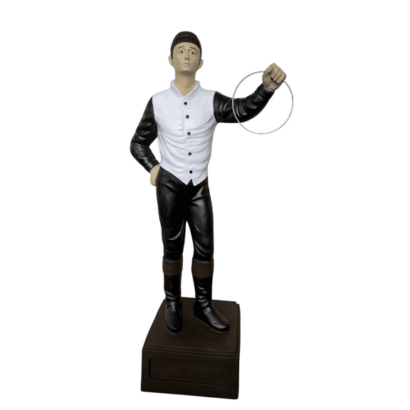 Classic Lawn Jockey Black-White Garden Statue, Matte, 36"