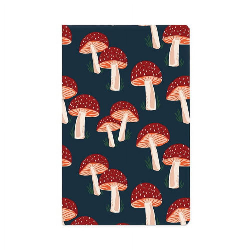 Classic Layflat Softcover Notebook, Multicolor Mushroom Artwork, 1 Subject, College Rule, Navy Blue Cover, 8 x 5, 72 Sheets | Bundle of 5 Each