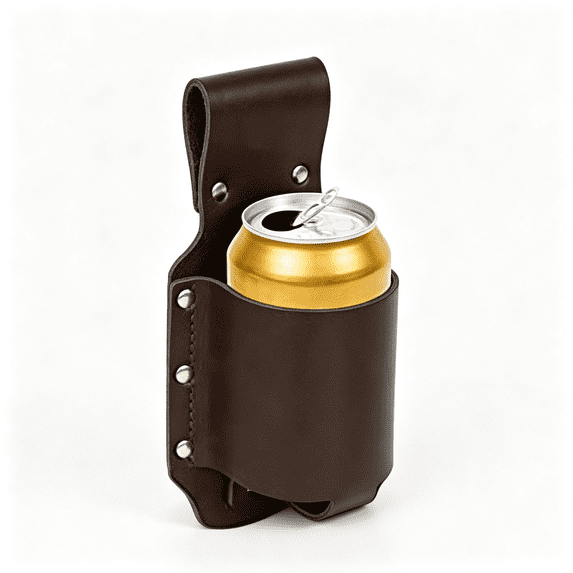 Classic Leather Beer Holster, Bottle Holder Waist Bag, 12oz Bottle Can Holder Portable Drink Carrier, Camping BBQ Picnic Outdoor, Party Accessory