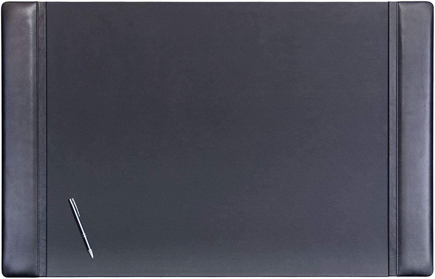 Classic Leather Side Rail Desk Pad, 38" X 24", Black