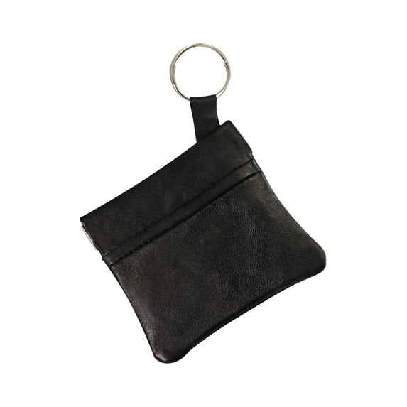 Classic Leather Squeeze Coin Purse change Holder For Men, Pouch By Improving Lifestyles (BLACK)