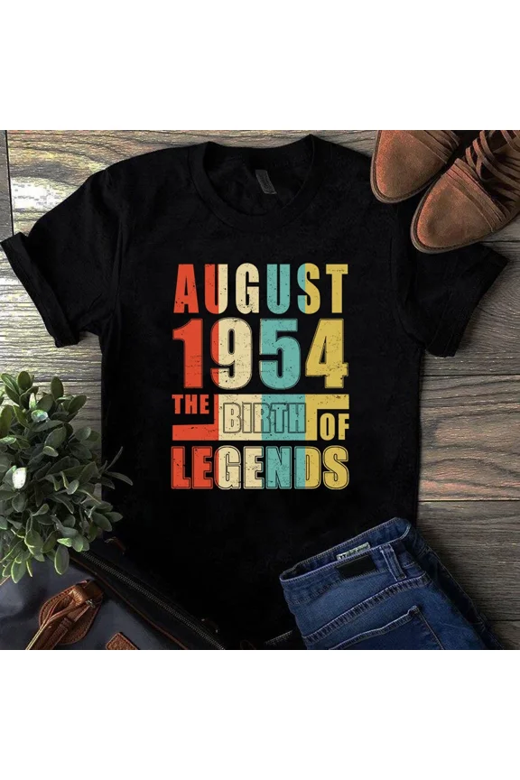 Classic Legends Are Born In August 1954 Vintage Birthday Unisex T-Shirt, up to 5XL