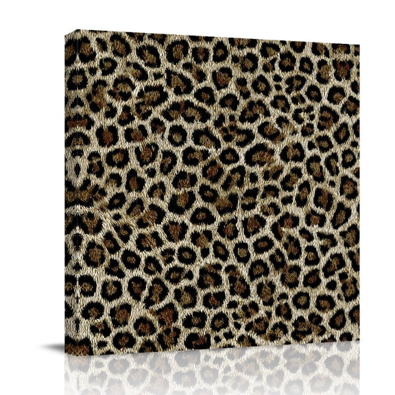 Classic Leopard Print Canvas Wall Art for Living Room, Retro Brown Black Animal Fur Texture Wall Decor Framed Artwork Pictures Ready to Hang for Bedroom Office Home Decor